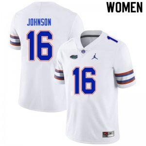 Women's Florida Gators #16 Tre'Vez Johnson NCAA Nike White Authentic Stitched College Football Jersey QDT5062SB